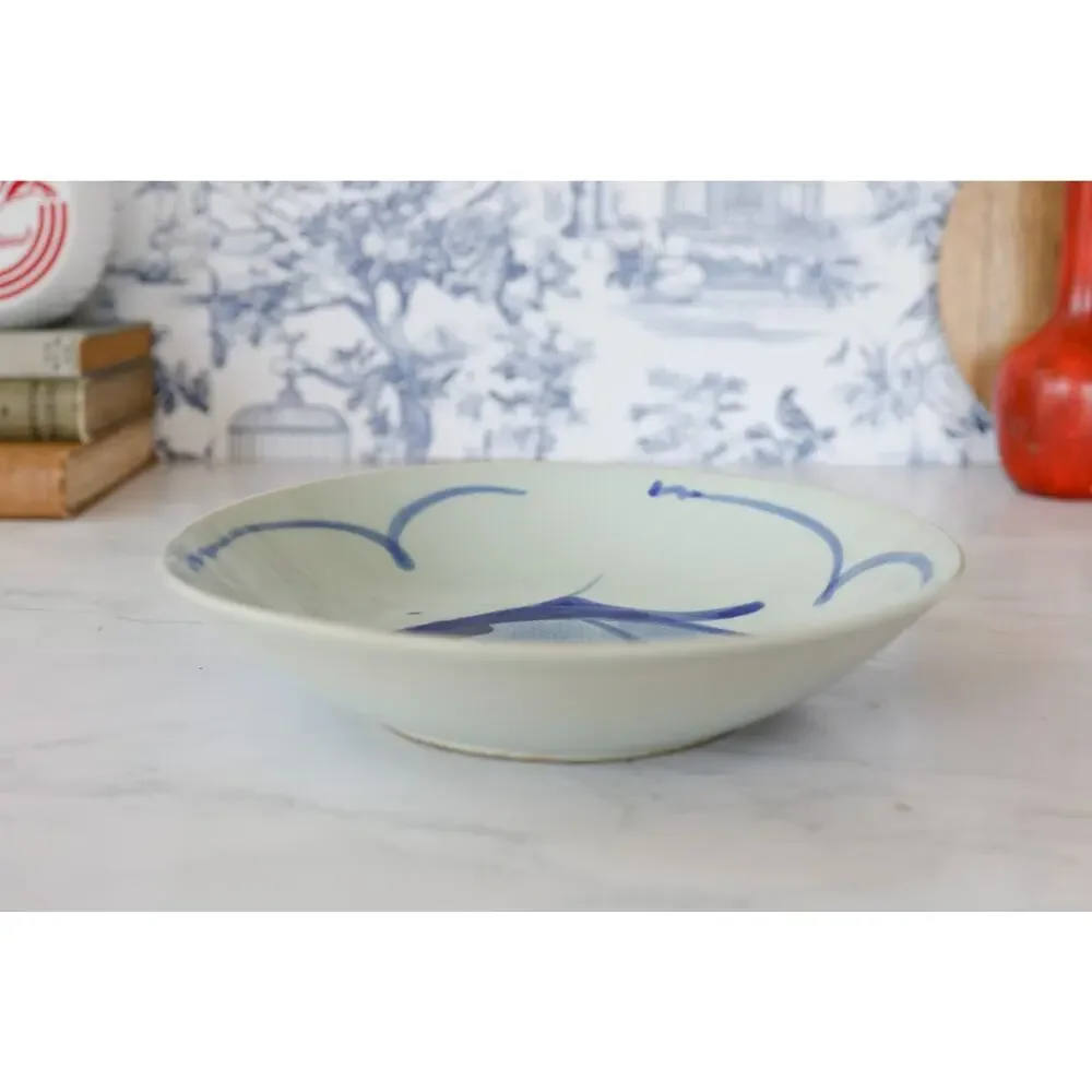 Vintage Blue Koi Fish Bowl 9